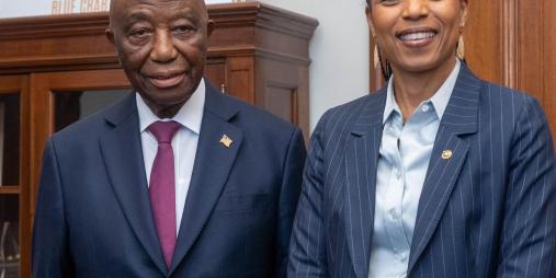 President Joseph Nyuma Boakai, Sr, and Senator Angela D. Alsobrooks of the State of Maryland in the United State Capital, Washington, DC.g